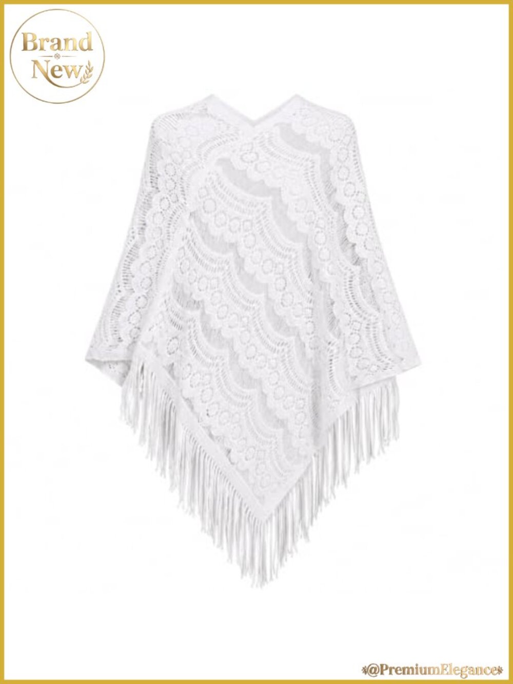 Women's Knitted Tassel Shawl Poncho Sweater Fringed Asymmetric Hem Cowl Neck